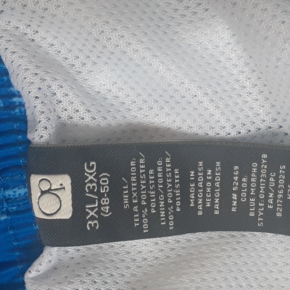 OP  BLUE FLORAL SWIM TRUNKS,  SIZE 3XL (48-50) - Picture 4 of 9